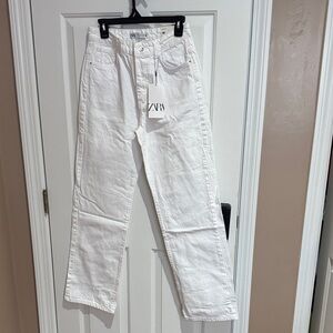 Zara Crisp White Denim Pants